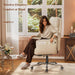 Ergonomic Criss Cross Office Chair with Footrest, Wide Executive Desk Chair with Foldable Armrest for Big and Tall, High Back Computer Chair-120° Tilt Vanity Chair for Meditation,Home,Ivory