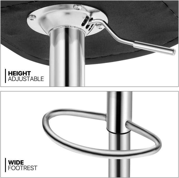 Adjustable Bar Stools Set of 2 PU Leather Swivel Counter Height Modern Square Island Barstool with Back for Kitchen Counter Chairs, Cyan