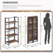 No Assembly Folding Bookshelf Storage Shelves 4 Tier Vintage Bookcase Standing Racks for Bedroom Living Room Home Office