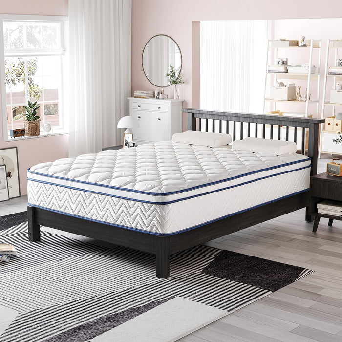 Full Size Mattress, 12 Inch Hybrid Mattress in a Box, Memory Foam Individually Wrapped Pocket Coils Innerspring Pressure Relief, Medium Firm