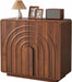 32" Sideboard Buffet Cabinet with Storage, Walnut Modern Cabinet with Arched Wood Door and Adjustable Shelf, Wooden Modular Kitchen Cabinet for Dining& Living Room, Entryway