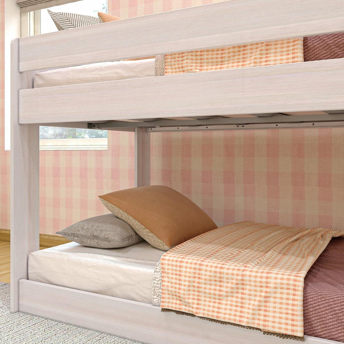 Twin Over Twin LowProfile SolidWood BunkBed Whitewash