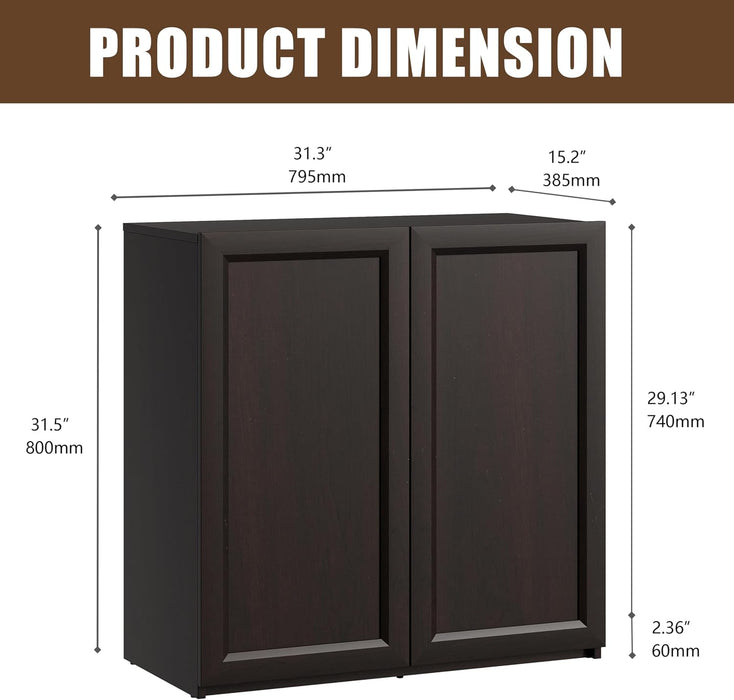 Modern Sideboard Accent 3 in 1 Buffet Storage Cabinet Display Buffet Cabinet Credenza with Adjustable Shelves for Dinging Room Living Room Entryway Coffee Bar,Dark Brown