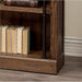 Avondale 120" W Contemporary Wood Bookcase Wall with Ladder Storage Organizer Display, 5 Adjustable Shelves, Ringed Steel Frame, Fully Assembled, in Brown Finish
