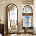 71" X 28" Arched Full Length Mirror, Antique Beaded Frame Floor Standing or Wall Mounted Mirror with Stand for Bedroom, Entryway, Bronze, Luxury Style