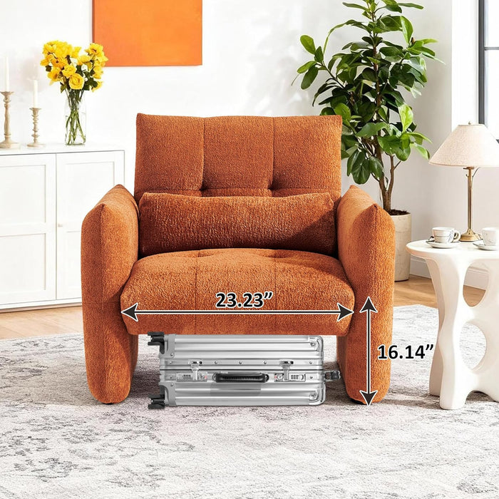 33.9" Accent Chairs, Modern Upgrade Sherpa Fabric Arm Chair Comfy Upholstered Armchair Leisure Single Sofa Chair with a Waist Pillow for Bedroom, Office and Living Room