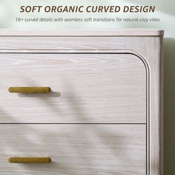 46" Tall Transitional 5-Drawer Dresser for Bedroom, Frosted Oak