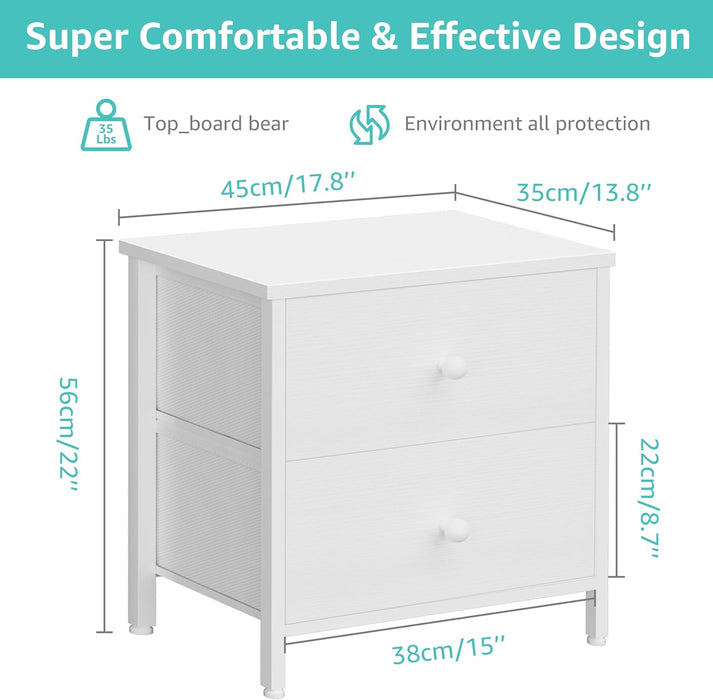 White Nightstands with 2 Drawers