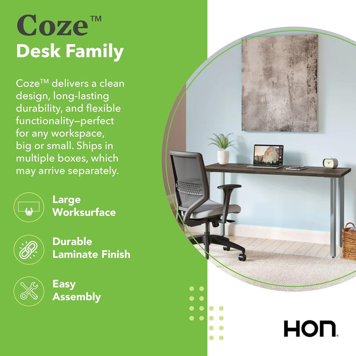 Coze Home Office Desks, Sturdy Table Computer Desk, 54", Walnut Top, Black Base
