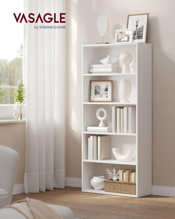 VASAGLE 5-Tier Bookshelf, Storage Organizer, 23.6 X 9.4 X 52.8 Inches | Particleboard and MDF, for Home Office, Cloud White, CUSTOS Collection ULBC165T14