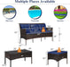3 Pieces Patio Conversation Set, All Weather Outdoor PE Rattan Wicker Furniture Set with Padded Cushions, Tempered Glass Coffee Table, for Poolside, Backyard, Garden (Navy)