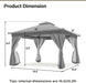 Gray 12x12 Outdoor Gazebo With MosquitoNetting Coverage