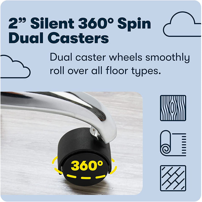 Essential Armless Deskchair, Small Task Chair with Wheels, Breathable Mesh Back, quality Foam Cushion Seat for Comfort, Functional, Lightweight and Versatile, Sky Blue