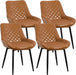 Dining Chair Set of 4, Modern Dining Chairs with Thick Cushions, Faux Leather Kitchen Dining Room Chairs with Metal Adjustable Legs for Dining Living Room, Brown