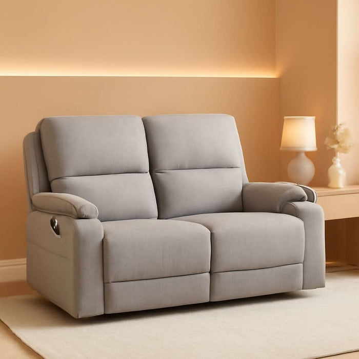 Loveseat Recliner, RV Reclining Loveseat, Home Theater Seating, Manual Loveseat with Console, 4 Cup Holders, 2-Seater Recliner Sofa, RV Furniture (Light Grey, Loveseat with Console)