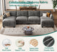 Darkest Gray Chenille UShaped Sectional Sofa Ottoman