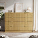 55" Wide Fluted 8-Drawer Double Dresser for Bedroom, Natural