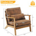 Accent Chair Wide Armrest Mid-Century Lounge Chair Bronzing Cloth Armchair with Lumbar Pillow & Solid Wood Frame for Living Room, Bedroom, Balcony, Brown