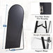 Arched Full Length Mirror with Stand Floor Standing Aluminum Frame for Bedroom Body Hanging Leaning Modern Simple Home Decor Shatter-Proorf Nano Glass Wall Living Room Cloakroom Black 56"X21"