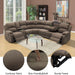 Manul Recliner Sectional Sofa for Living Room, Corduroy Fabric Sectional Reclinig Couch L Shape Recliner Sofa with Cup Holders, Storage Console and Drop down Table (Peanut)