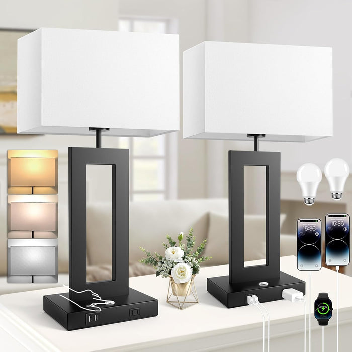 22’’ Touch Control Bedside Nightstand Lamps, Modern Table Lamps Set of 2