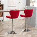 Ellston Velvet Adjustable Swivel Barstools in Red, Set of 2