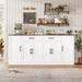 71” Large Buffet Cabinet with Storage, Sideboard Buffet Cabinet with Adjustable Shelves and 6 Soft-Close Doors, Wood Coffee Bar Console Table for Kitchen, Dining Room, White | 6 Soft-Close Doors, Sideboard Wood Coffee Bar Console Table for Kitchen, Dining Room (White)