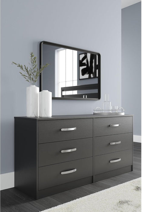 Black Contemporary Six Drawer Dresser Ball Bearing