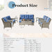 Outdoor Furniture：11 PCS Patio Furniture Set, Outdoor Furniture Set with Swivel Patio Chairs, Light Beige/Blue
