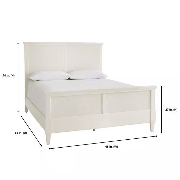 Marsden Ivory Wooden Cane Queen Bed (65 In. W X 54 In. H)