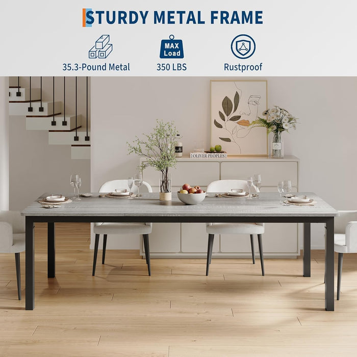Grey Industrial Dining Table 78Inch MortiseTenonJoint