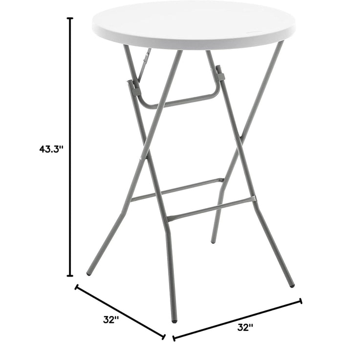 BTEXPERT 32" round 43" Bar Height White Granite Plastic Folding Table Portable Commercial Table Banquet Card Coffee Dining Table for Wedding Party Event Home Kitchen Outdoor Set of 5
