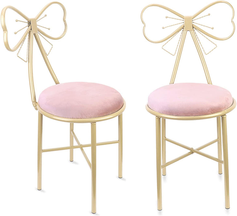 Bow Vanity Chair Set of 2 in Pink