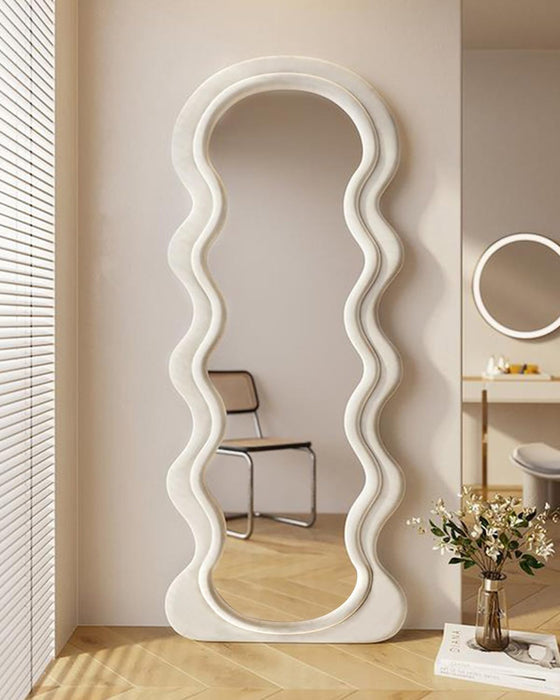 White Irregular Wavy Full Length Mirror