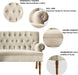 Beige Linen Loveseat Sofa for Living Room