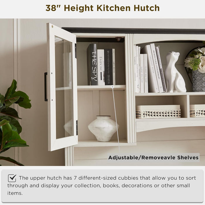 Farmhouse 76 Inch White IndustrialGrade Desk Hutch