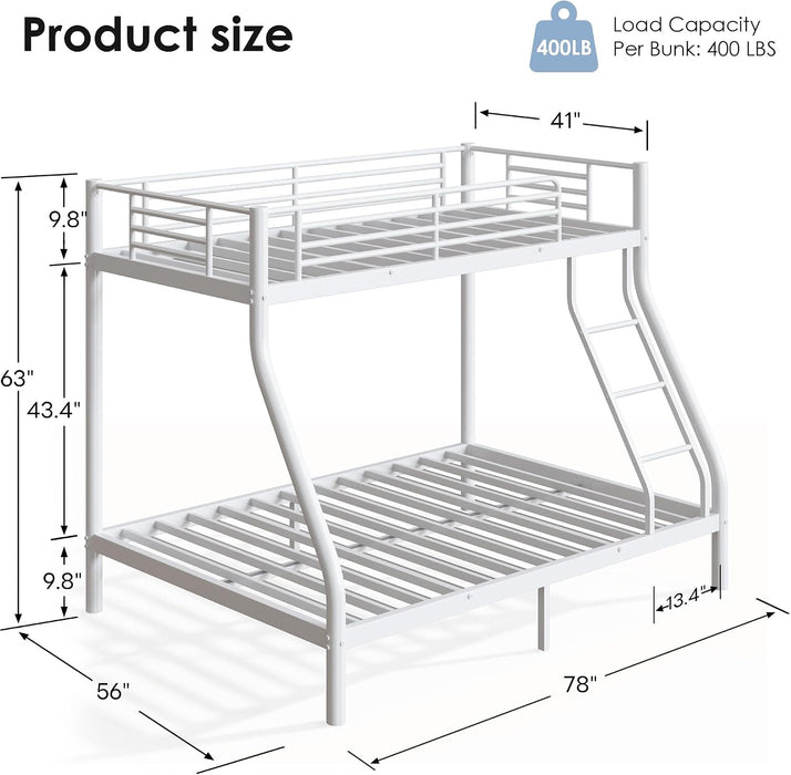 Twin over Full Bunk Bed Set with 6" Twin & Full Memory Foam | Sturdy Frame with Guardrails & Ladder, 400 Lbs Bunk, Space-Saving, Easy Assembly, Dorms for Adults.