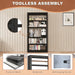 69 Inches Black MetalBookshelf With Adjustable Shelves