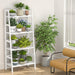 Ladder Shelf, 4-Tier Bamboo Ladder Bookshelf, 49.2” White Book Shelf, Open Bookcase Freestanding Plant Stand for Small Space, Bathroom, Living Room, Bedroom, Home Office