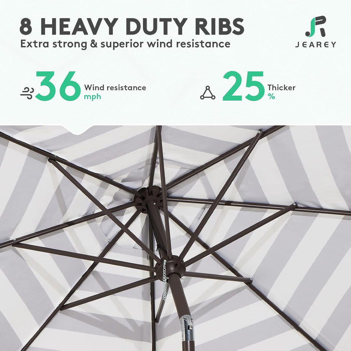 9FT Outdoor Patio Umbrella, Market Umbrella, Black & White Stripe