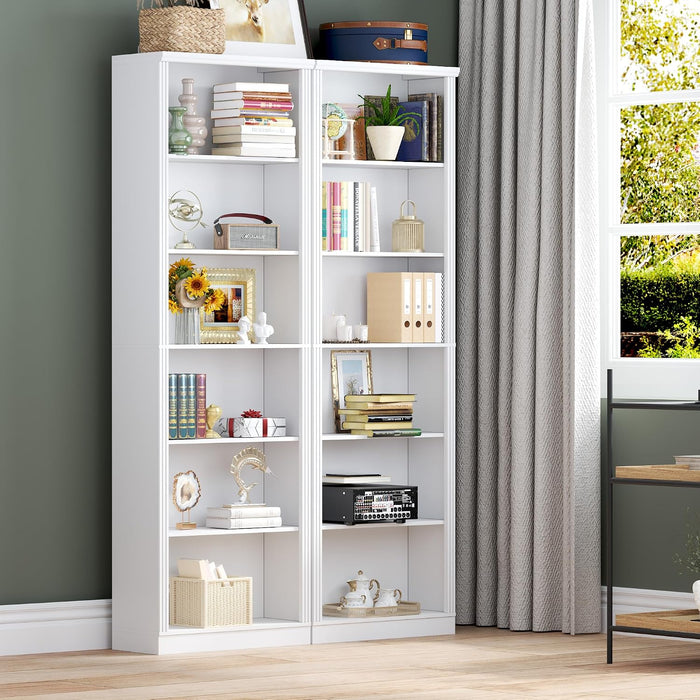74" Tall Bookshelf, 6-Tier Floor Standing Bookcase with 2 Adjustable Shelves, 24" Wide Open Storage Shelf, Modern Display Organizer for Home Office, Living Room, Bedroom, Study