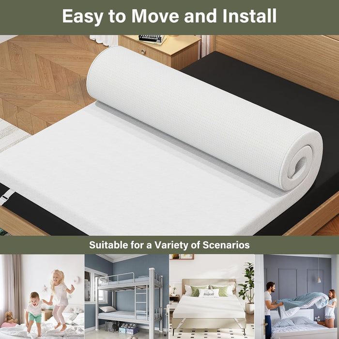 Queen Mattress Topper, 3 Inch Memory Foam Mattress Topper for Back Pain Relief, Removable & Washable Cover, Anti-Slip, Certipur-Us & Oeko-Tex Certified