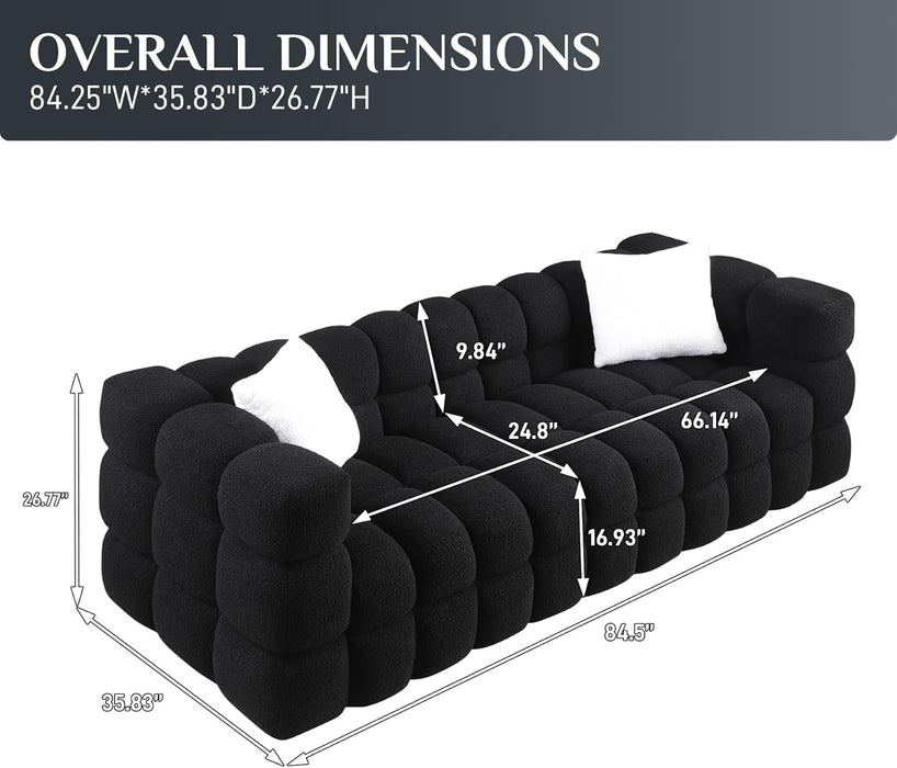 Modern Teddy Cloud Sofa - Comfy Boucle Tufted 3-Seater