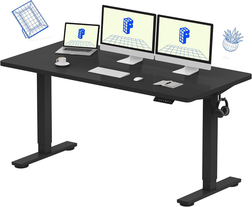 FLEXISPOT EN1 One-Piece Standing Desk, Electric Adjustable with 4 Memory Presets, 176 LBS Capacity, Stable & Quiet, Seamless Desktop for Home Office & Dual Monitors, 60"X24" Black