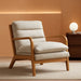 Mid Century Modern Accent Chair with Wood Frame, Upholstered Reading Armchair with Waist Cushion, Double Padded Accent Chair, Side Chair for Living Room Bedroom Office, Easy Assembly, Beige