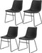 Set of 4 PU Leather Dining Chairs 18.3 Inch Wide Kitchen Dining Room Chairs Mid-Century Modern Chairs with Backrest and Metal Legs, Black