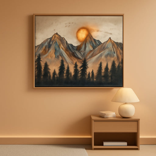 Boho Wall Art for Living Room Large Canvas Wall Decor for Bedroom Office Decorations Abstract Wall Paintings Mountain Landscape Pictures Modern Home Mural Artwork Wood Framed 24X48 In
