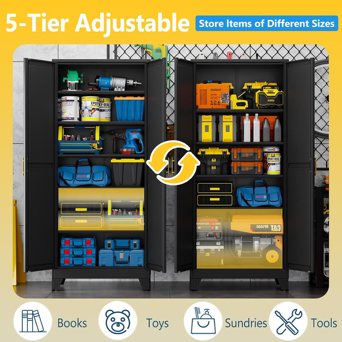 75 Inch IndustrialGrade BlackSteel Storage Cabinet Pro