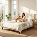Queen Bed Frame with Wingback Headboard, Upholstered Platform Bed