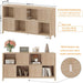 8 Cube Storage Organizer Bookshelf with Storage, 57 Inch Horizontal Bookcase with 4 Doors, Long Wooden Book Shelf for Living Room, Home Office (Light Walnut)